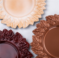 Disposable Round Copper Lace Plastic Gold Charger Plate