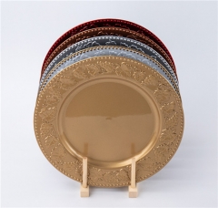 Under Plate Flower Gold Rimmed Plastic Charger Wholesale