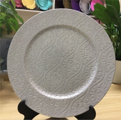 Custom Handmade Flower Lace Silver Plastic Charger Plate