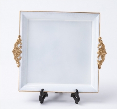 Square White Gold Plastic Wedding Decoration Charger Plate