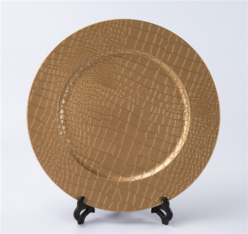 Factory Direct Wholesale Modern Flower Gold Lace Charger Plate Plastic