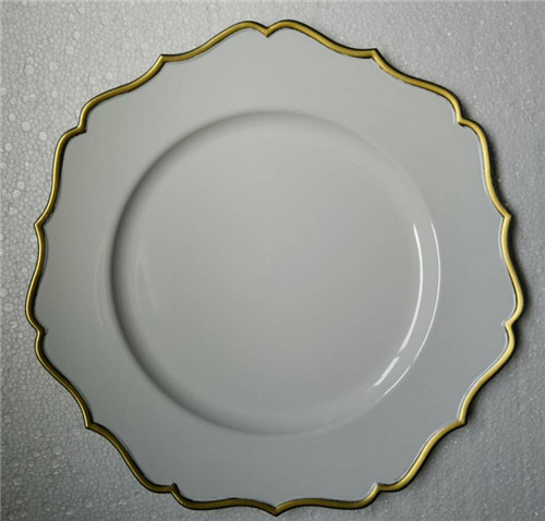 Cheap Wholesale Gold Rimmed White Red Pink Black Wedding Charger Plates