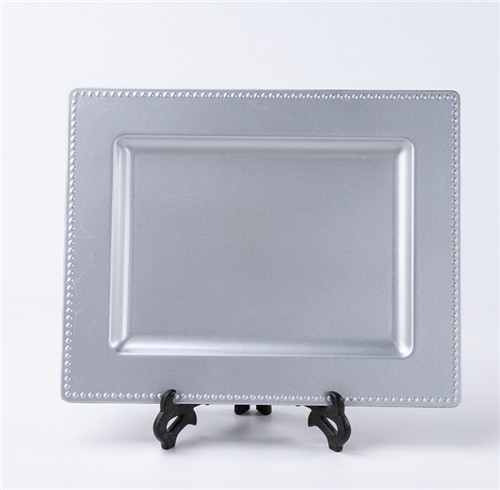 Rectangle Silver Wedding Disposable Plastic Charger Plate