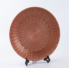 Flower Brown Plastic Charger Plate For Wedding Decoration