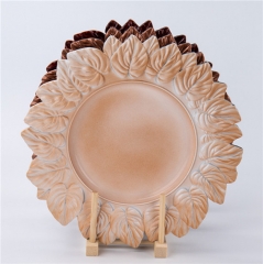 Disposable Round Copper Lace Plastic Gold Charger Plate