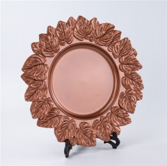 Disposable Round Copper Lace Plastic Gold Charger Plate