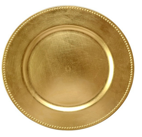China Supplier Gold Beaded Charger Plates Plastic Wholesale Wedding Decorative
