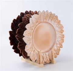 Disposable Round Copper Lace Plastic Gold Charger Plate