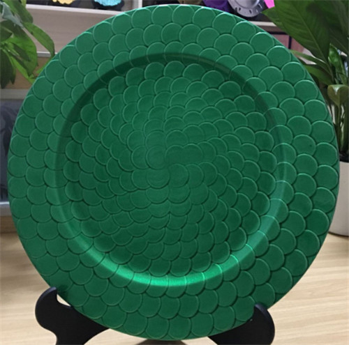 Bright Dinnerware Peacock Green Colored Plastic Charger Plate