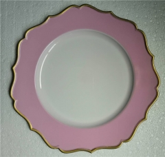Cheap Wholesale Gold Rimmed White Red Pink Black Wedding Charger Plates