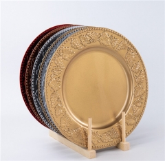 Under Plate Flower Gold Rimmed Plastic Charger Wholesale