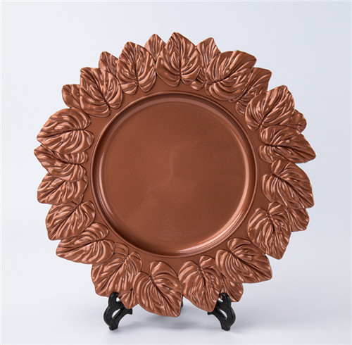 Disposable Round Copper Lace Plastic Gold Charger Plate