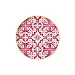 Wholesale Ceramic Red Gold Decoratived Wedding Charger Plate For Sale