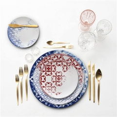 Wholesale Handmade On-glazed Wedding Ceramic Fine China Tableware Plate Sets