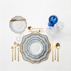 Western Food White Ceramic Porcelain Sky Blue Hotel Home Tableware