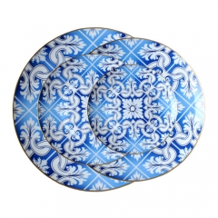 Wedding Decorations Gifts Gold rim Blue Bone China Charger Plate