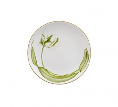 Green Gold Rimmed 12 Inch Porcelain Charger Plate For Weddings