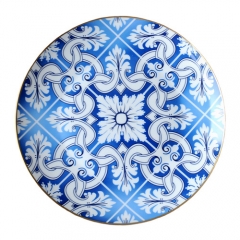 Wedding Decorations Gifts Gold rim Blue Bone China Charger Plate