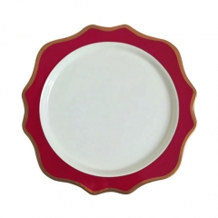 13 Inch Wedding Gold Rimmed Fine Porcelain Charger Plate