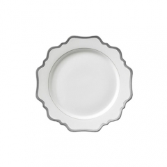 Silver Rimmed Ceramic Porcelain Charger Plates Set of 4pcs For Wedding