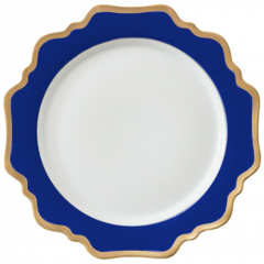 Blue Rimmed Ceramic Porcelain Charger Plates Set of 4pcs For Wedding