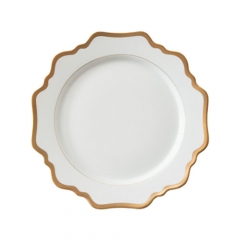 Gold Rimmed Ceramic Porcelain Charger Plates Set of 4pcs For Wedding