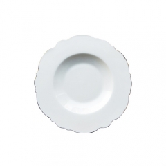 Wholesale Embossed White Ceramic Plate For Wedding Hotel