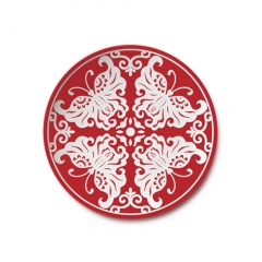 Red Patterned Bone China Plate Ceramic Charger Plates