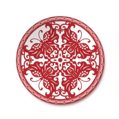 Red Patterned Bone China Plate Ceramic Charger Plates