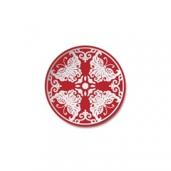 Red Patterned Bone China Plate Ceramic Charger Plates