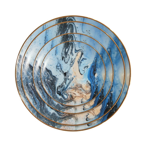 Wholesale Handmade Blue Ceramic Dinner Plates Sets