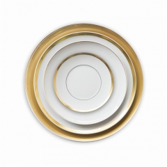 Wholesale Cheap Luxury Gold Rim White Ceramics Charger Plates