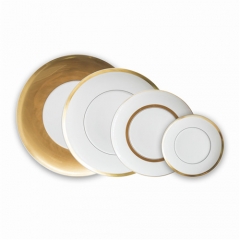 Wholesale Cheap Luxury Gold Rim White Ceramics Charger Plates