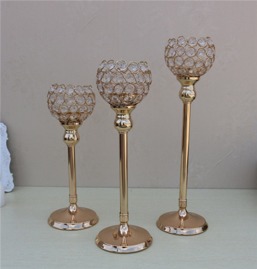 Tall Golden Silver Flower Stand Metal Candle Holder Centerpieces