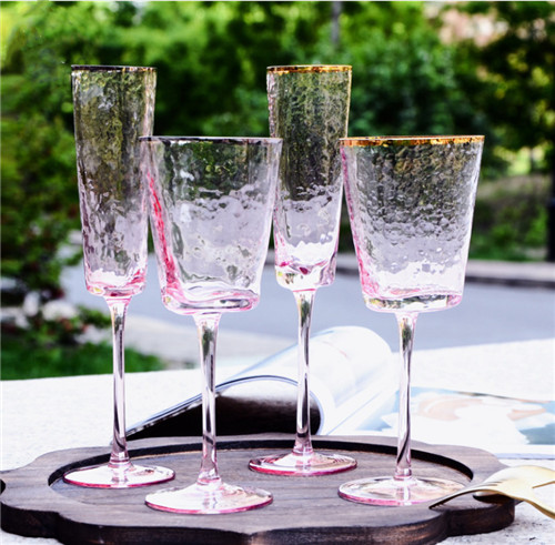 High Quality Triangle Shaped Wine Colored Glass Set