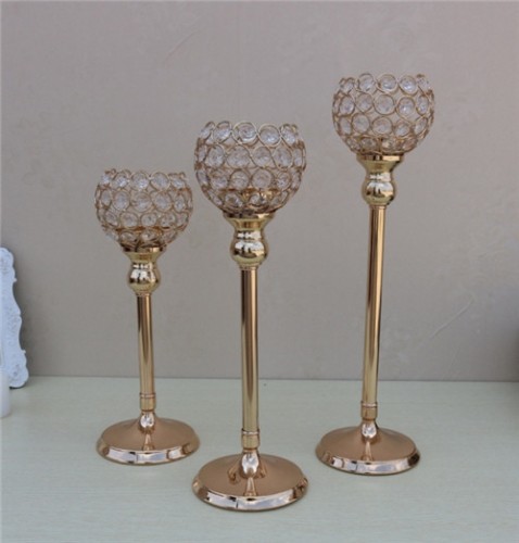 Tall Golden Silver Flower Stand Metal Candle Holder Centerpieces