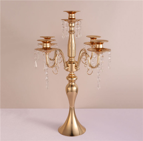 Wholesale Tall 5 Arms Candlestick Nickel Plated Metal Candelabra