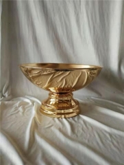 Home Decorative Giant Round Gold Metal Bowl Flowers Vase