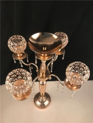 Wedding Candlest Gold Crystal Candle Holder 5 Arms Candelabra Centerpieces