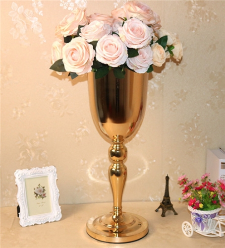 Classic Flower Metal Vase Antique Iron Gold Bowl Vase