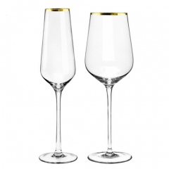 Gold Rimmed Wedding Decorated Drinking Glass Set / Champagne Glass
