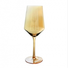 Wholesale Gold Amber Colored Crystal Wine Glass Set