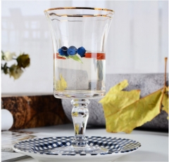 Gold Rimmed Bulk Crystal Wine Glass For Wedding Decoration