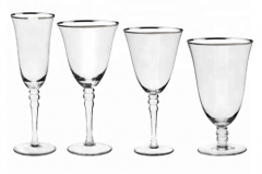 Gold Rimmed Wedding Decorated Glassware Set / Goblet Wine Glass