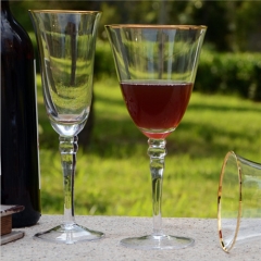 Gold Rimmed Wedding Decorated Glassware Set / Goblet Wine Glass