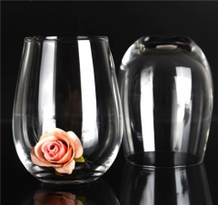 Wholesale Transparent Clear Handblown stemless wine glass