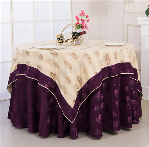 Wedding Restaurant Double Layer Damask Round Table Cloth