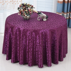 Round Polyester Jacquard Damask Table Cloth For Wedding Party