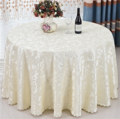 Round Polyester Jacquard Damask Table Cloth For Wedding Party