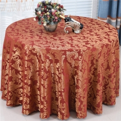 Round Polyester Jacquard Damask Table Cloth For Wedding Party